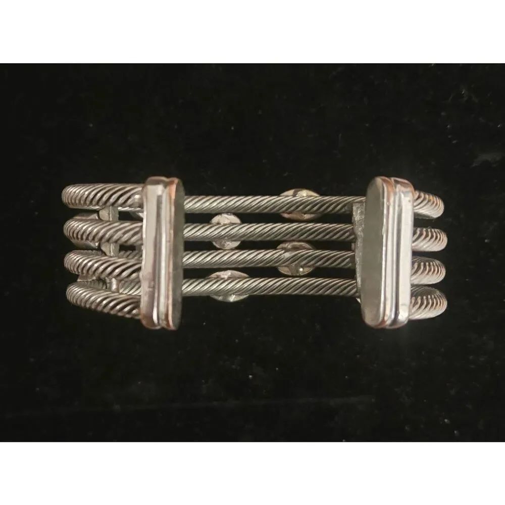 Women's Silver Tone MultiColor Confetti Crystal CZ Cuff Bracelet - Picture 3 of 6
